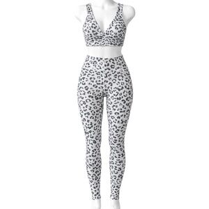 NEW VARLEY Snow Leopard 2 PC Sports Bra and Leggings Yoga SET SIZE XS/S